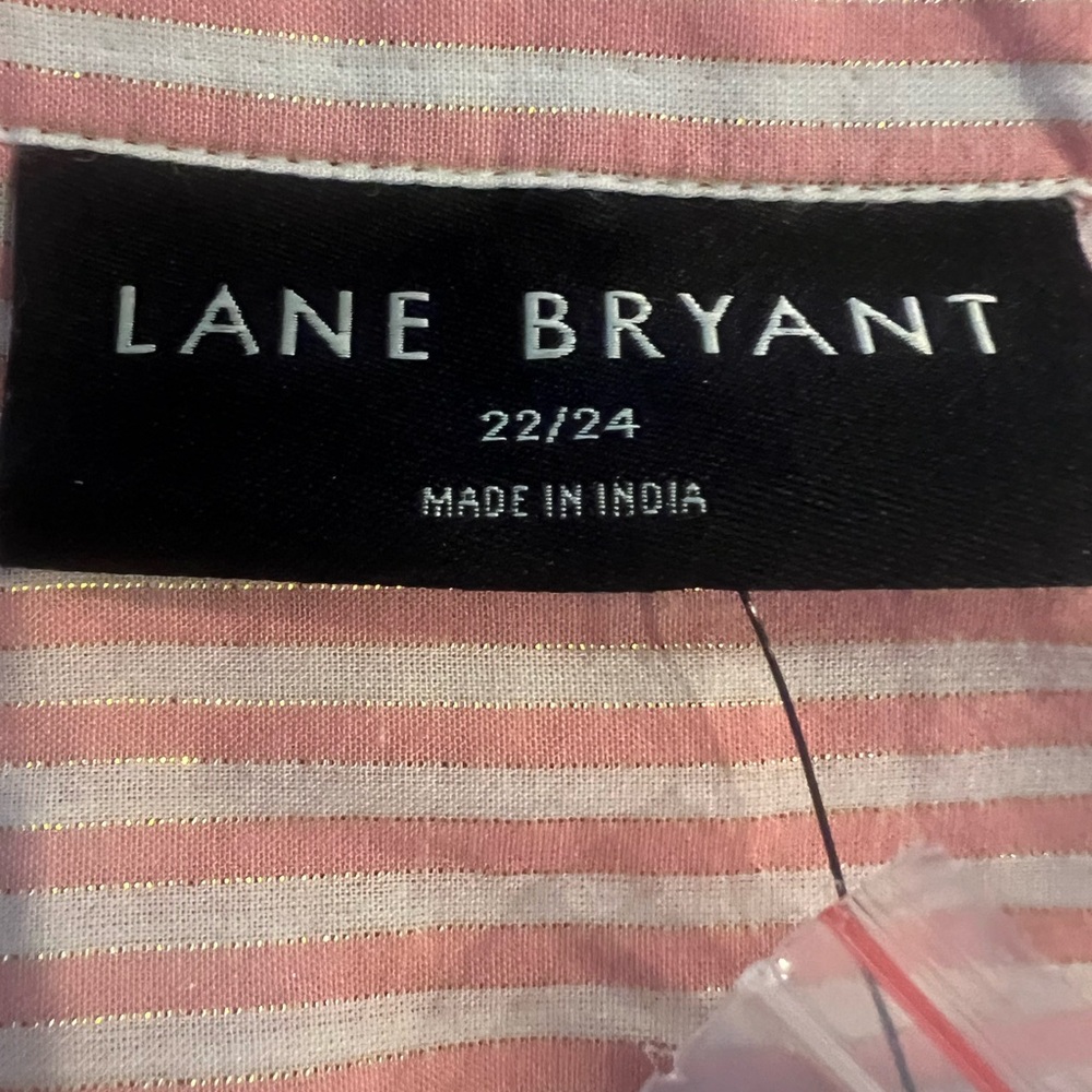 Lane Bryant Tunic Top Size 22/24 Pink White Shirt Smocked New - Picture 9 of 10